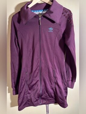 Rare Adidas Sample Women’s S/M Maroon Long Track Jacket • Trefoil Logo